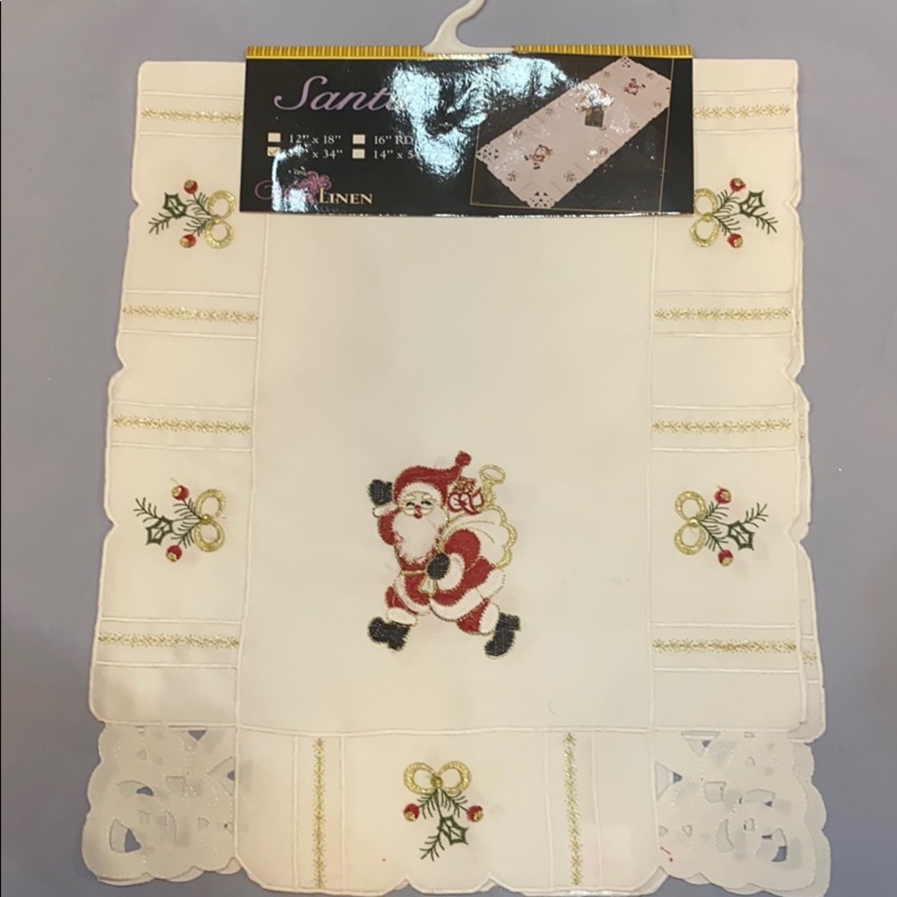 White Santa Table Runner